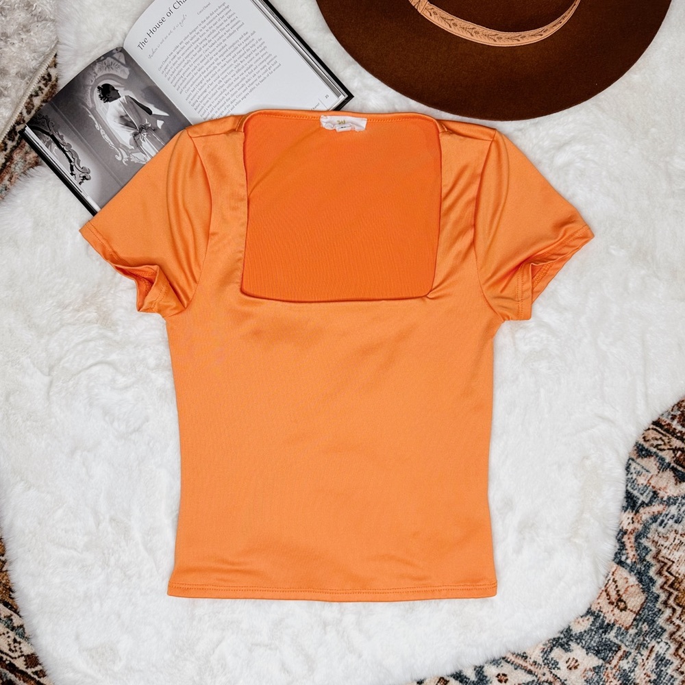 Sweet Orange Square Neck Fitted Tee